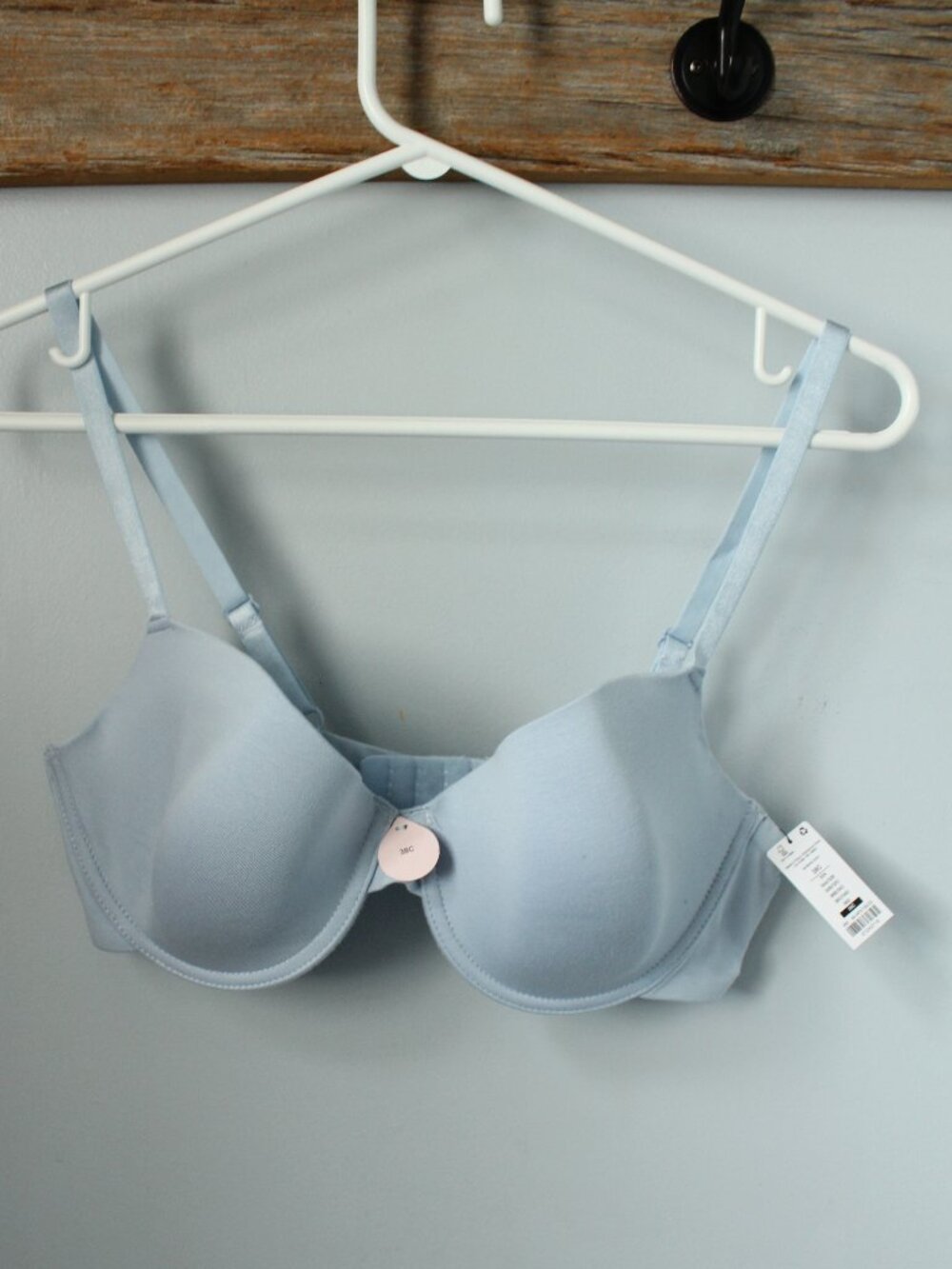 Rose + Vine 38C Lightly Lined Cotton Cup Blue Bra